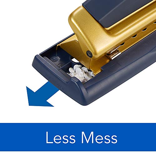 Swingline Desktop Hole Punch, Hole Puncher, Precision Pro, Adjustable, 2-3 Holes, 10 Sheet Punch Capacity, Navy/Gold (74089) #TOP4