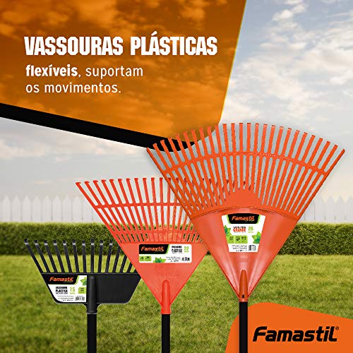 Vassoura Plast Laranja 26D C/ Cabo