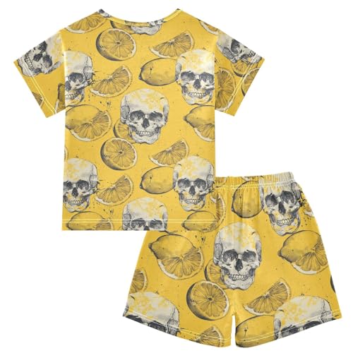 ALAZA Skulls Lemon Pajama Set Short Sleeve Sleepwear Soft Lounge Nightwear2