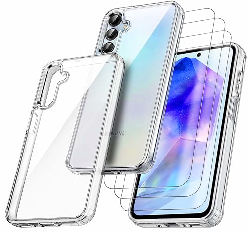 Coque Samsung Galaxy A35 5G anti-jaunissement antichoc avec 3 vitres écrans