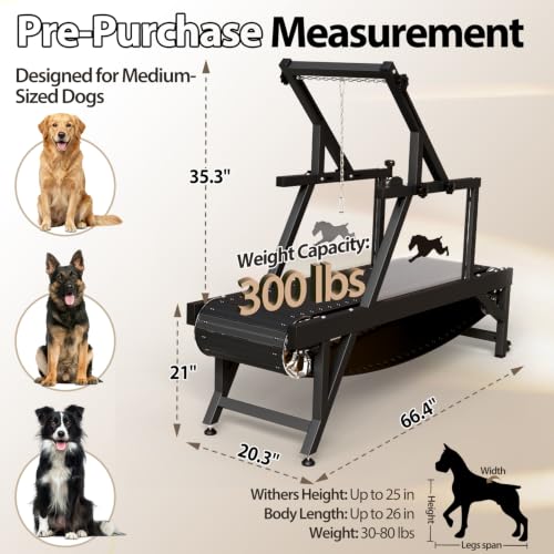 Image of Dog Treadmill, HotFeed Dog Slat Mill for Medium Dogs, Doggy Treadmill with Brake & Plastic Track, Dog Pacer Treadmill to Keep Active and Fit, Up to 300LBS
