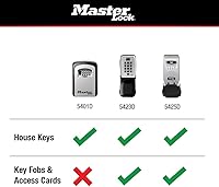 Vista 6 de Caja de bloqueo de llaves de montaje en pared Master Lock con botón de presión para llaves de casa, caja de seguridad para exteriores con cerradura