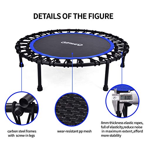 Newan 40" Silent Mini Trampoline Fitness Trampoline Bungee Rebounder Jumping Cardio Trainer Workout for Adults (Max. Load 330lbs) (Renewed)