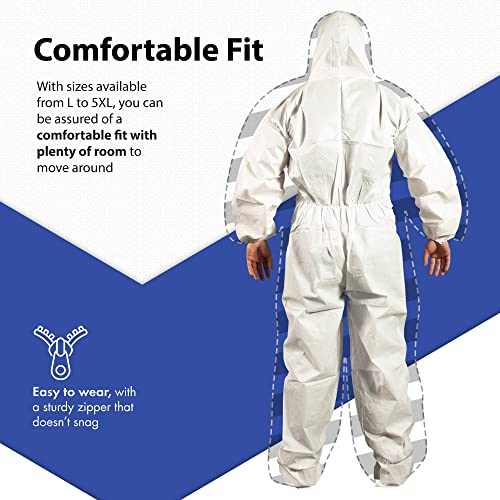 Quest Barrierwear Disposable Coveralls For Light Splash And Dry Environments - Ppe White Hazmat Suit - Single Pack, 4Xl #TOP4