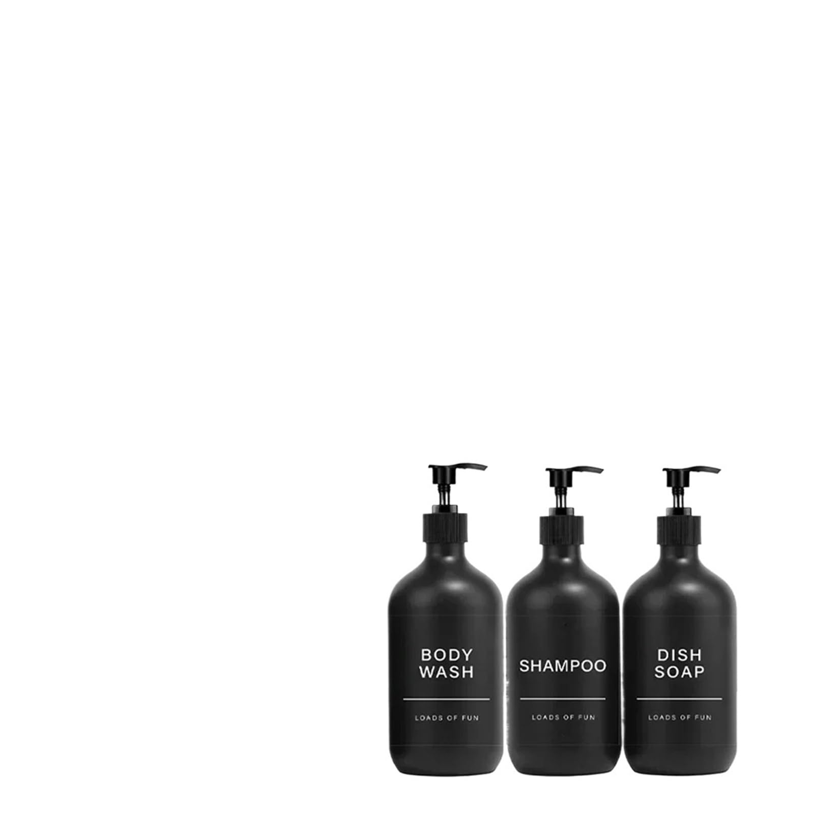 Pump Bottle Dispenser Matte Black Soap Shampoo Dispenser Shower Gel Conditioner Liquid Container Bathroom Lotion