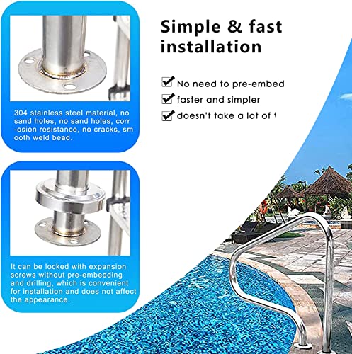 Barandal para piscina acero inoxidable 31.5 x 31.5 in miniatura 3