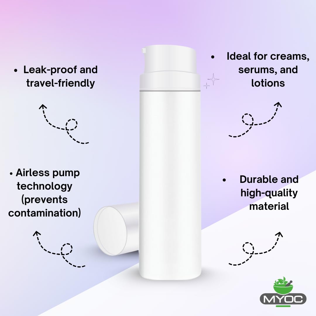 MYOC White Airless Bottle Set with White Pump| 4 Bottles | 30ml | Leak-Proof & Precise Dispensing | Ideal for DIY Beauty & Skincare