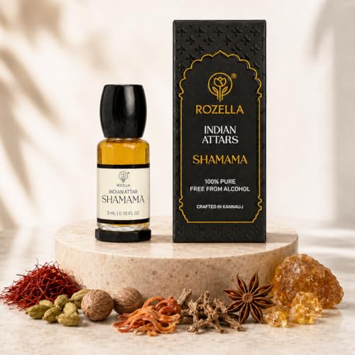Image of ROZELLA Shamama Authentic Attar for Men and Women | Warm Spiced Deep Aromatic Perfume Oil | Traditional Fragrance Blend | Non Alcoholic Long Lasting Attar Fragrance | 3 ml