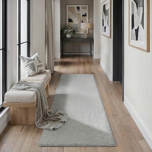 PureCozy Läufer Flur Teppich 60x180cm Beige Waschbarer Flauschiger rutschfest Weich Kunstfell Fellteppich Kurzflor Teppiche Kinderzimmer Bettvorleger Schlafzimmer Kinderteppich Runner Carpet