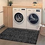 Seavish - Alfombra Chindi Negra para lavadero de 61 x 128 cm, baño