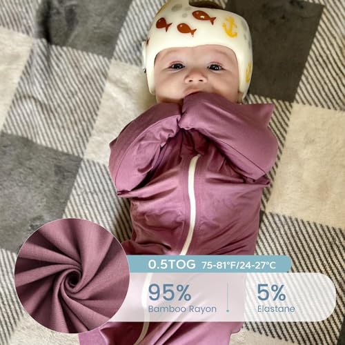 Image of ZIGJOY Swaddle Sleep Sack 3-6 Months, 0.5 Tog Baby Wearable Blanket | Rayon Made From Bamboo, Soft & Cool & High Stretchy. 2-way Zipper for Easy Diaper Changes. Long Sleeves Allow Self-soothing