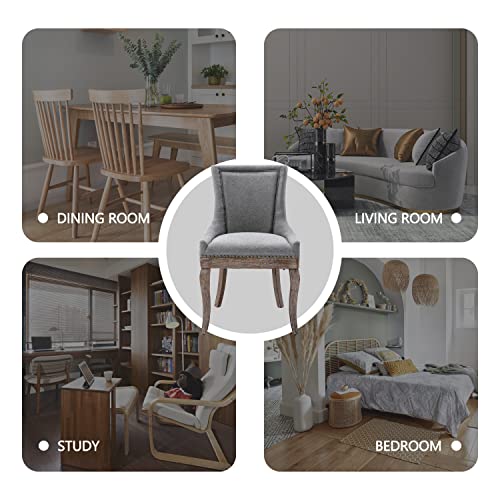 Kiztir Upholstered Dining Chairs Set Of 6, Farmhouse Dining Chairs With Solid Wood Legs, Nailhead Trim, Tufted Dining Chair For Kitchen/Living Room/Bedroom (Grey) #TOP6