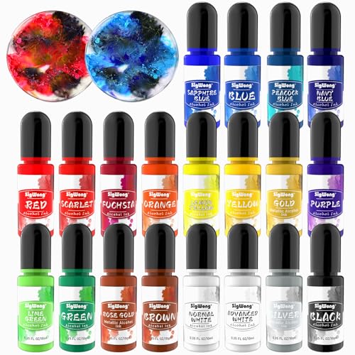 Alcohol Ink Set - Vibrant Colors High Concentrated Alcohol-Based Ink, Concentrated Epoxy Resin Paint Colour Dye Great for Resin Petri Dish, Coaster, Painting (10ml Each)