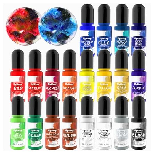 Alcohol Ink Set - 20 Bottles Vibrant Colors High Concentrated Alcohol-Based Ink, Concentrated Epoxy Resin Paint Colour Dye Great for Resin Petri Dish, Coaster, Painting, Tumbler Cup Making(10ml Each)