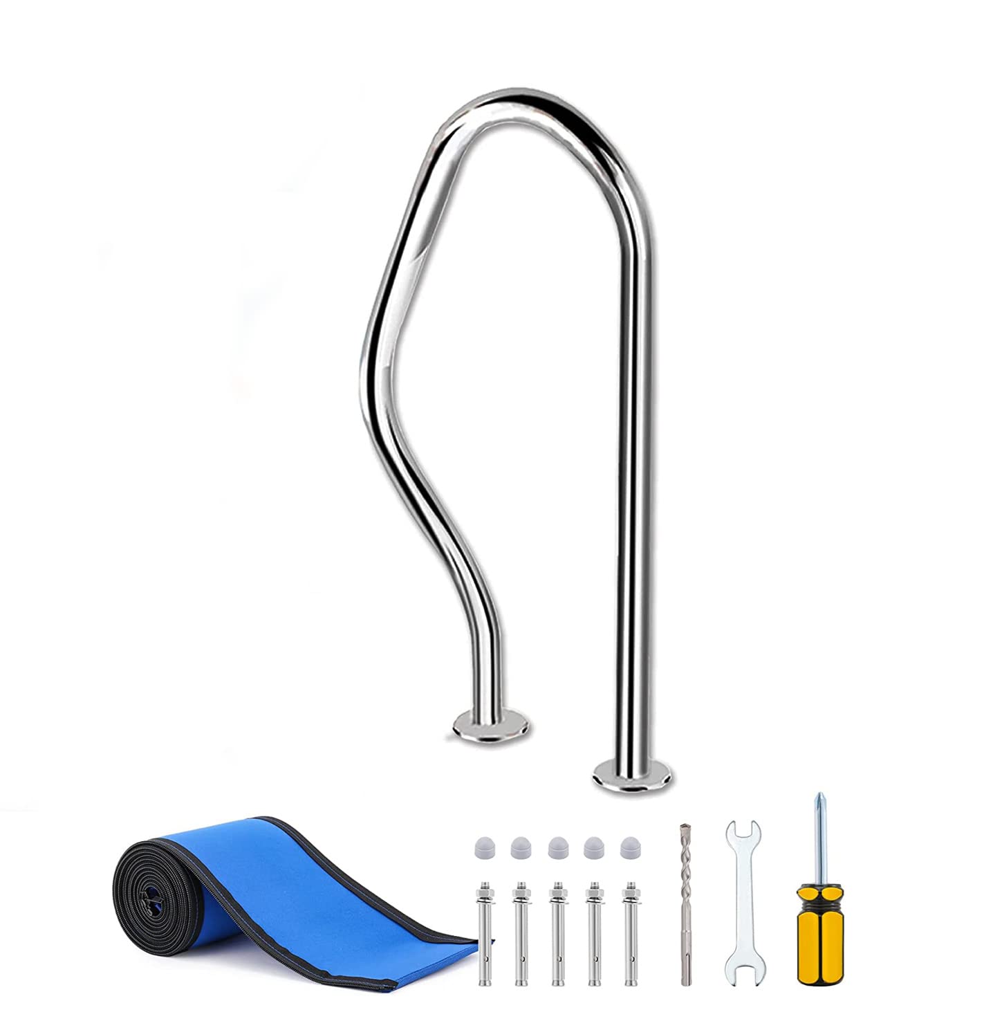 MSHGSKU Pool Handrail - Braced Easy Mount Grab Rail with Self-Taping Screws for Garden and Backyard Pools