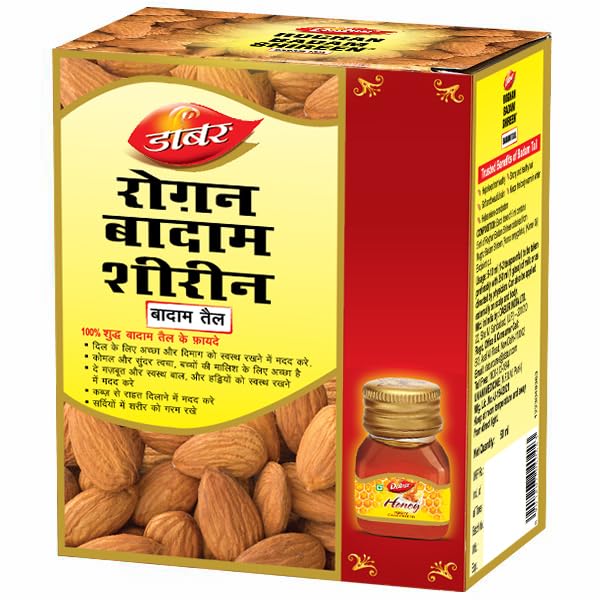 Image of Dabur Roghan Badam Shireen - 100 ml | 100% Pure Sweet Badam Oil | Rich in Vitamin-E | For Healthy Hair & Skin | Sharpens Brain | Improves Digestion | Extracted From Almonds