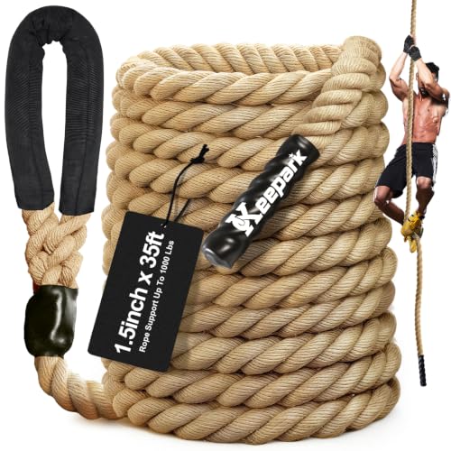 Climbing Rope, 1.5 Inch Diameter 35FT Length Gym Climbing Rope for Fitness & Strength Training, Workout Rope for Adults with Climbing Exercises & Home Workouts