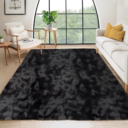 Garvee Area Rugs for Living Room Non Slip Thickened Fluffy Shag Untra Soft Indoor Carpet High Pile Abstract Tie Dye Floor Cover for Kids Room Nursery