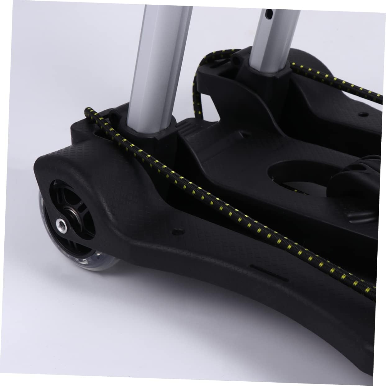 1pc Folding Aluminum Alloy Hand Cart Heavy Storage Box Portable Trolley for Groceries Office Supplies and Daily Life Black Thicken Mute for Two Rounds