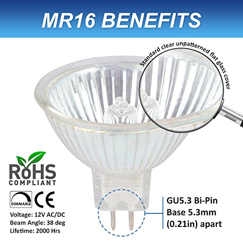 image for Simba Lighting Halogen MR16 20W 12V Light Bulbs (10 Pack) for Landscap