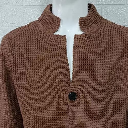 Casual Cardigan Sweater for Men Stand Collar Slim Fit Button Down Sweaters Long Sleeve Ribbed Knitted Cardigans3