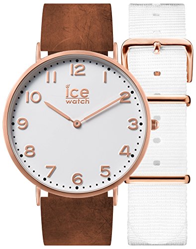 Preisvergleich Produktbild ICE-WATCH - CITY Whitechapel - Braune Damenuhr mit Lederarmband + zusätzliches Nylonband - 001361 (Medium)