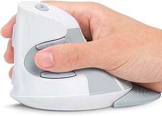 DELUX Mouse sem fio vertical, Mouse ergonômico sem fio 2,4 G com 3 DPI ajustáveis (800/1200/1600), 6 botões, apoio de pulso removível reduz a dor de pulso e mão para computador laptop PC (M618GX-Branco/Cinza)