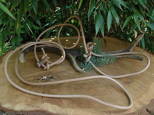 Lautlose Jagdleine Flüsterleine Retrieverleine aus Rundleder 6mm x ca. 320cm Natur