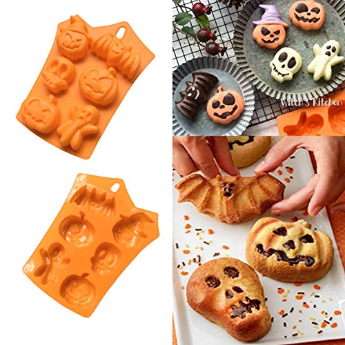 Happy Fox 6-Hole 3D Halloween Bat, Ghost Skull Pumpkin Silicone Cake Dessert Chocolate Biscuit Mould, Ice Tray Mould (6 Types) - Image 3