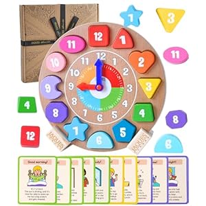Jaques of London Wooden Kids Learning Clock with Daily Routine Cards | Montessori Toys Teaching Clock for Toddlers & Preschoolers | Since 1795