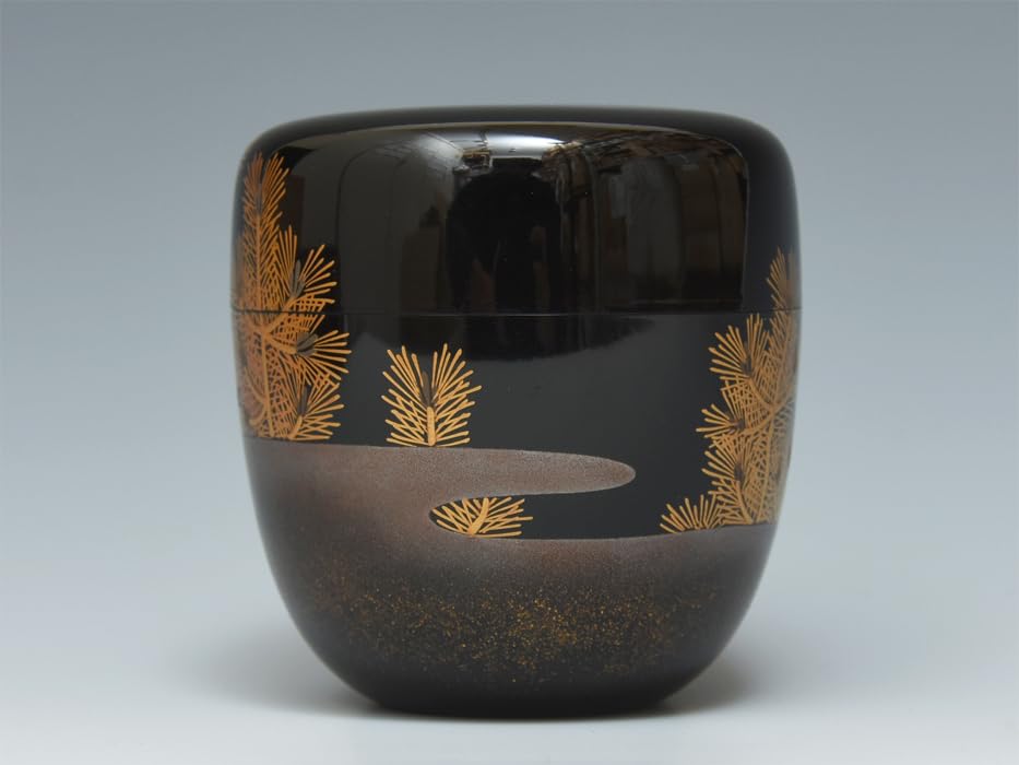 Amazon.co.jp: 蒔絵師中村湖舟(造)松蒔絵中棗共箱茶道具茶入漆芸