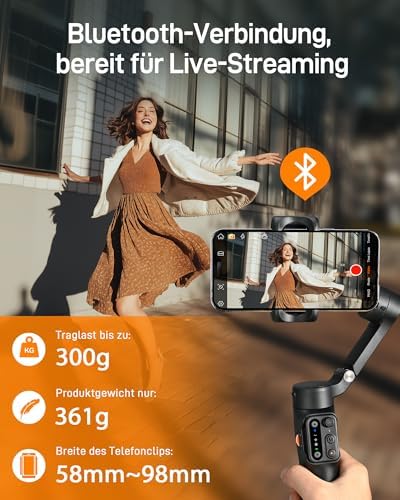 Bild 5 - hohem iSteady X3 SE Gimbal Smartphone, 3-Achsen Gimbal Stabilisator, leichtes & faltbares Design mit abnehmbarem Fernbedienung, 11-Stunden-Akku, ideal für Vlogging, Selfies und Reisen