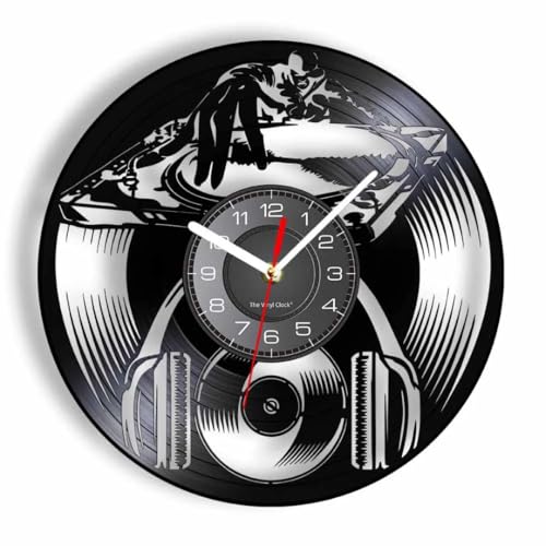 30cm Dj Live Mixer Wall Clock Djing Machine Night Club Disco Art Wall Watch Clock,Art Wall Watch Clock Battery Operated Silent Movement for Bedroom,Kitchen,Office