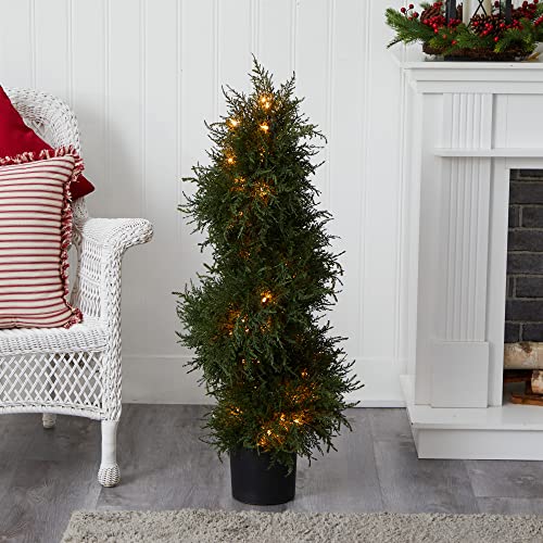 Nearly Natural 5915 Cedar Spiral Topiary With Lights, 43-Inch, Green #TOP3