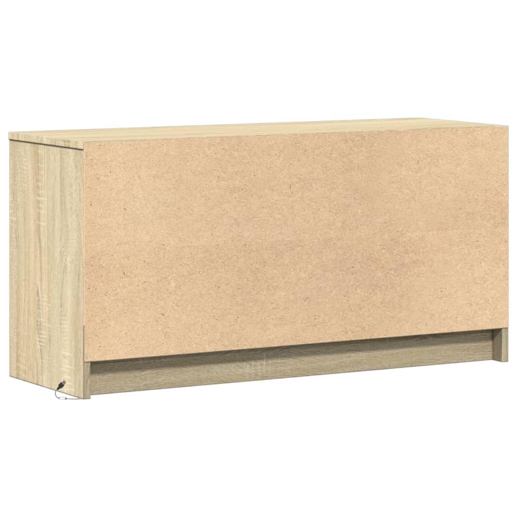 Szafka pod TV z LED dąb sonoma 100x34x50 cm mebel RTV z podświetleniem RGB duża przestrzeń do przechowywania stabilny blat max obciążenie 65 kg do salonu i sypialni