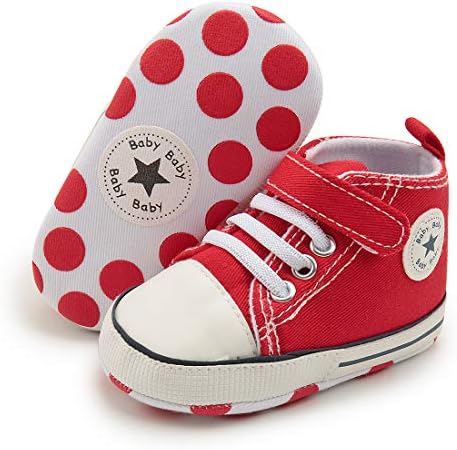 Tutoo Unisex Baby Boys Girls Star High Top Sneaker Soft Anti-Slip Sole Newborn Infant First Walkers Canvas Denim Shoes