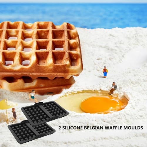 Pack of 2 Silicone Belgian Waffle Moulds, Belgian Waffles Accessories Compatible with Ninja Dual AF400EU, AF451EU, and SL400EU, for Ninja Airfryer Waffle Accessories