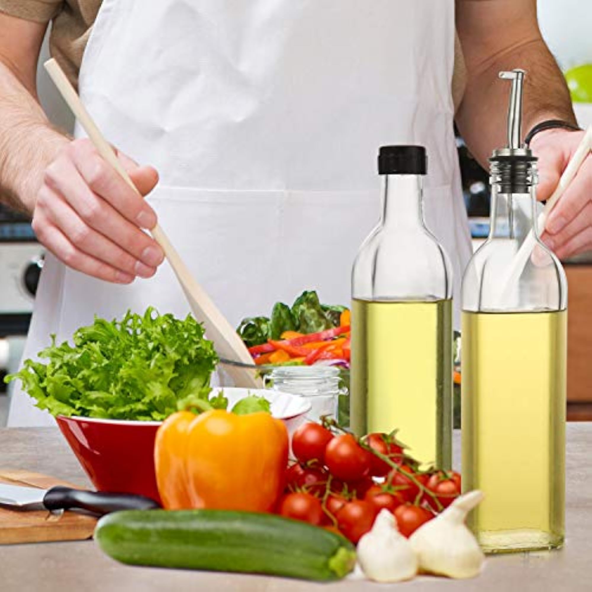 17 oz Glass Olive Oil Dispenser Bottle Set, 2 Pack