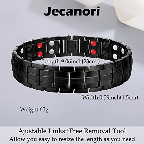 Jecanori Magnetic Bracelets For Men Titanium Steel Magnet Therapy Bracelet,Double Row 4 Elements Magnet Therapy Bracelet, Father's Day Gifts For Arthritis Pain Relief With Adjustment Tool(Classic Cros #TOP2
