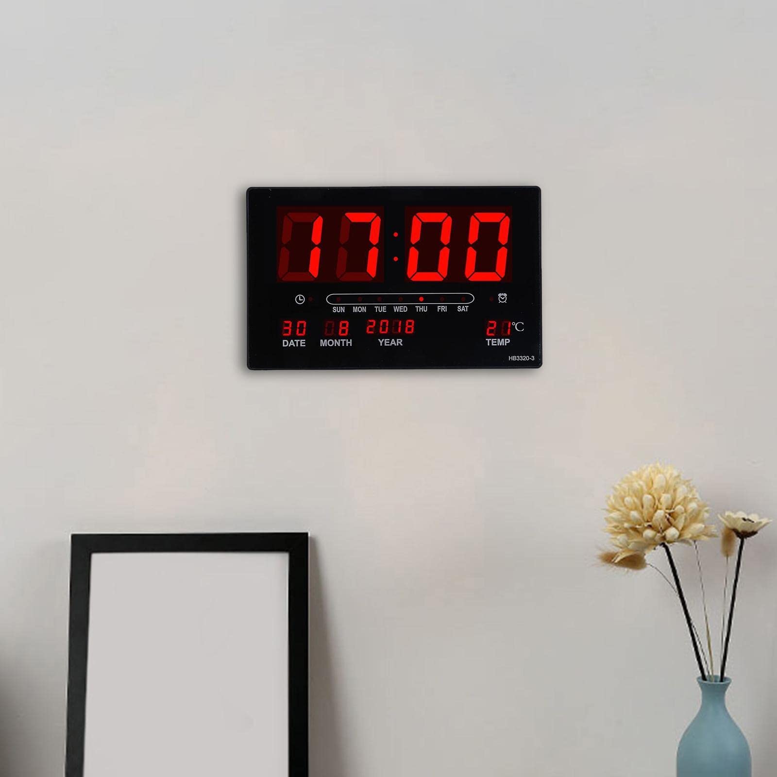 Reloj de Pared Digital Grande con Pantalla Numérica Grande, Despertador para La Sala de Estar.