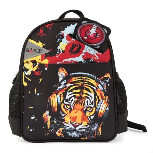 Go Pop - Zainetto Asilo Tiger Beats Con Ampio Comparto Centrale, Tirazip Personalizzato, Spallacci Imbottiti E Maniglia Dim. 25,5 X 34,5X11,5 Cm