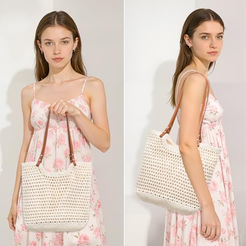 Bolso playero tejido para mujer con cierre y forro miniatura 6