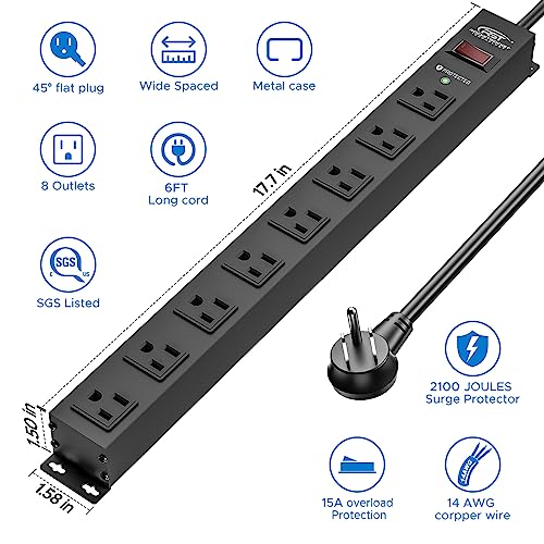 Compare CRST 8 Outlet Metal Heavy Duty Power Strip with Switch, 2100J