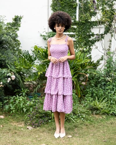SIXDO Polka Dot Spaghetti Strap Maxi Chiffon Dress, a Playful and Chic Choice for Spring and Summer 2025 Moss M — view 5