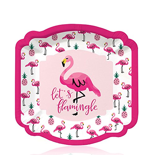 Big Dot of Happiness Flamingo - Party Like a Pineapple - Baby Shower or Birthday Party Dessert Plates (8 Count)