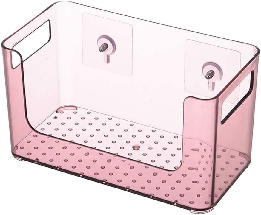 Bathroom Shelf and Simple Cosmetic Storage Box, Punch Free Rack, Wall Mounted Desktop Plastic Makeup(D)
