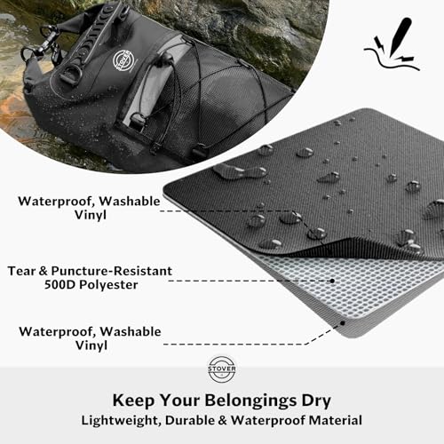 Image of STOVER 5 /10 /25 /30 /40L Waterproof Dry Bag & Phone Case - Large Floating Dry Backpack for Kayaking, Travel, Hiking, Fishing, Camping, Motorcycles & Beach, Heavy-Duty Roll Top Men /Women (Black)