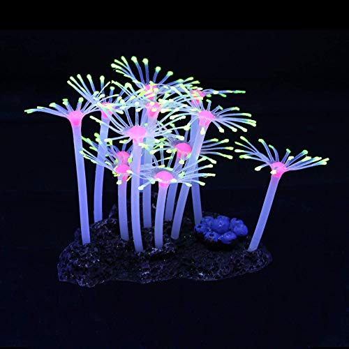 Image of Lpraer 4 Pack Glow Aquarium Decorations Coral Reef Branch Coral Sea Anemone Simulation Glow Plant Glowing Effect Silicone for Fish Tank Decorations