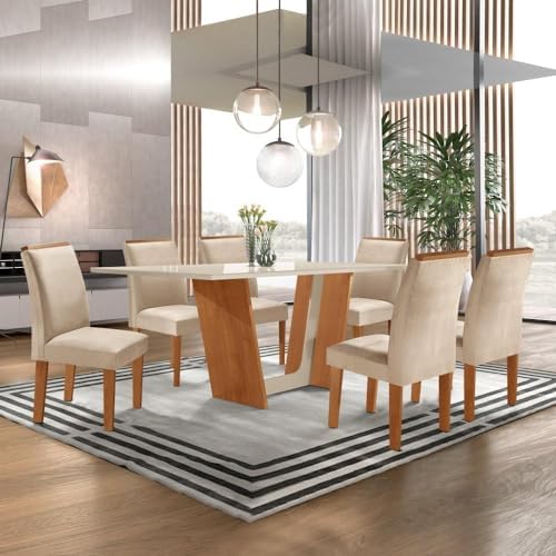 Conjunto Sala de Jantar Mesa Tampo Dakota Plus Vidro 160x80cm com...