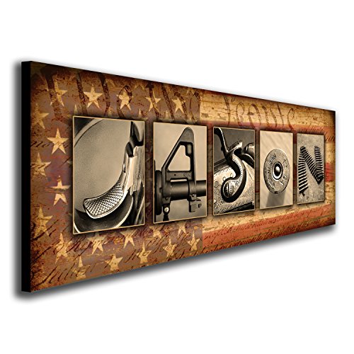 gift for gun enthusiast - Personalized Firearm, Gun, or Shooting Name Alphabet Art. (Block Mount - 9.5 x 26)